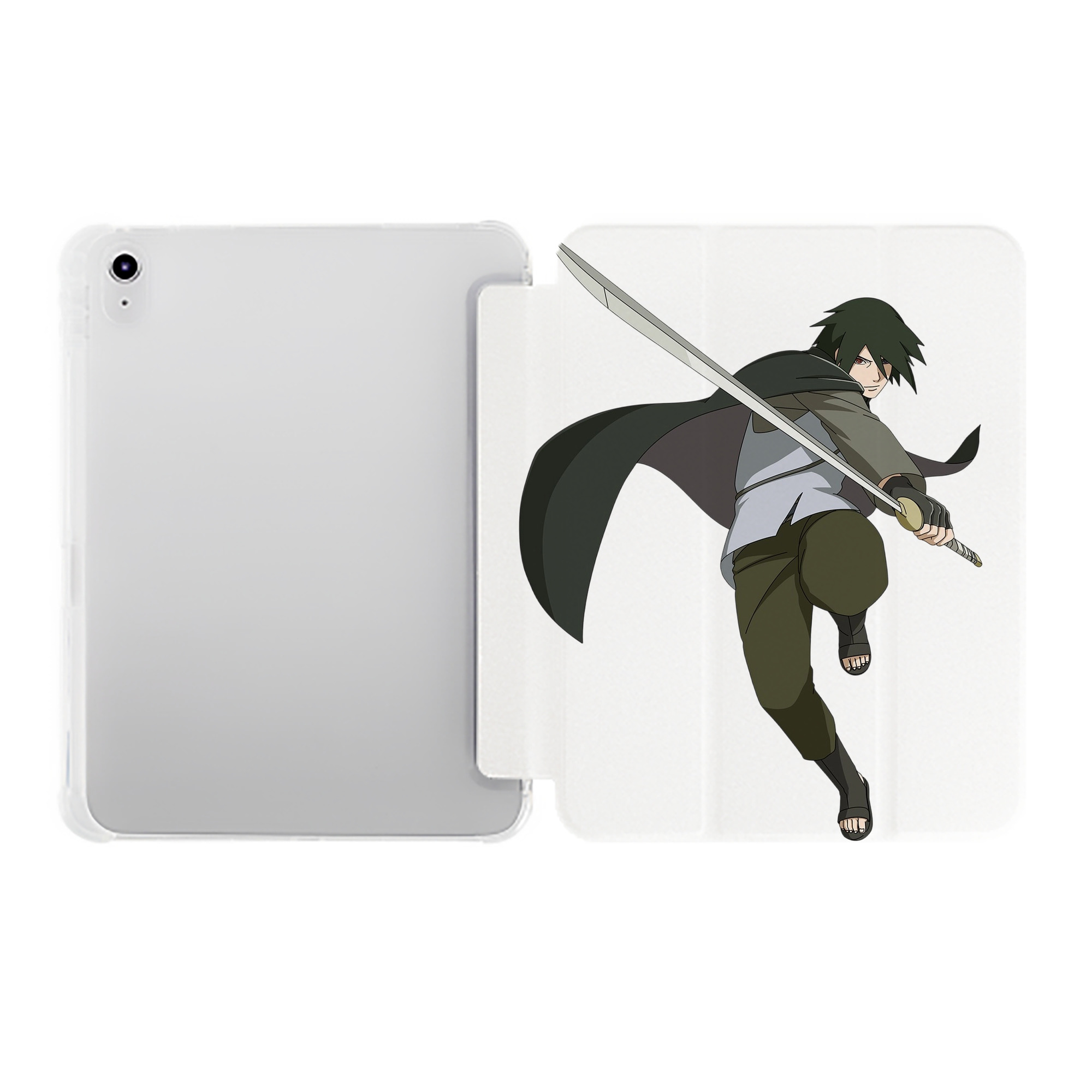 （画像用） NARUTO -ナルト- うちは サスケ Uchiha Sasuke IPad ケース ペン収納付き 三つ折りスタンド PUレザー×シリコン 対応機種9.5/10.5/10.9インチ